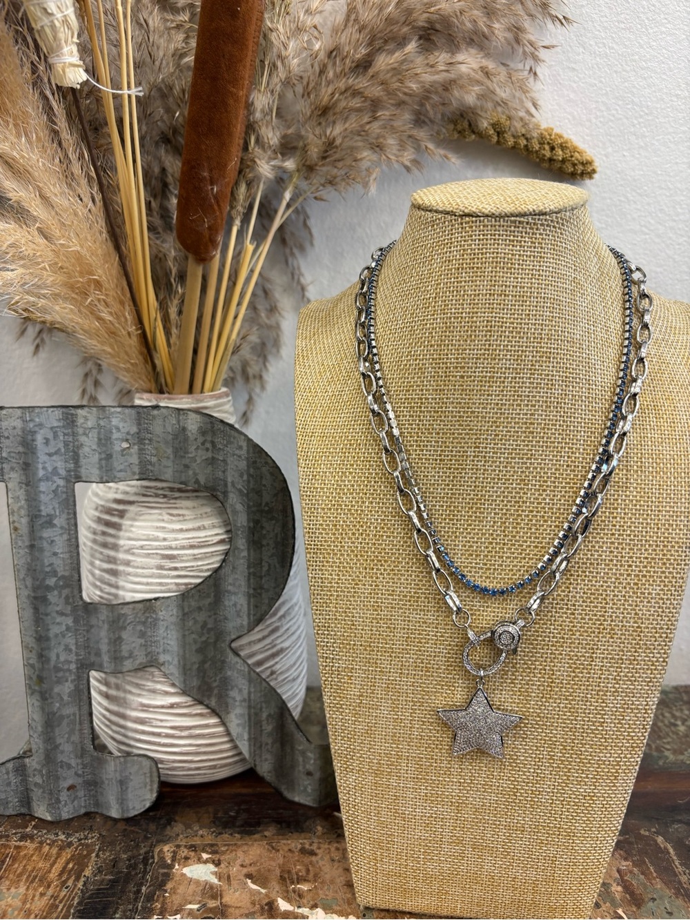 Alexa Rae Layered Star Chain Necklace - Silver Tone